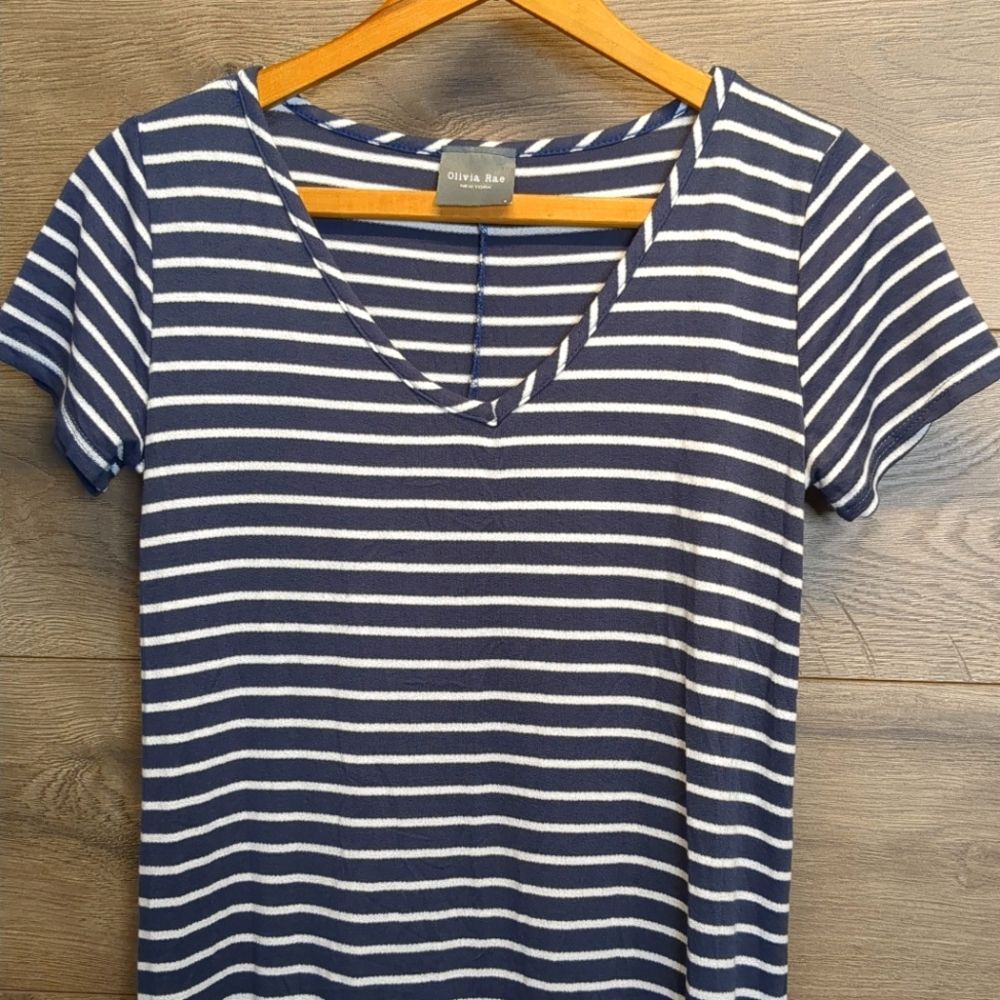 Olivia Rae Striped T-Shirt Maxi Dress V Neck Women's Size Small